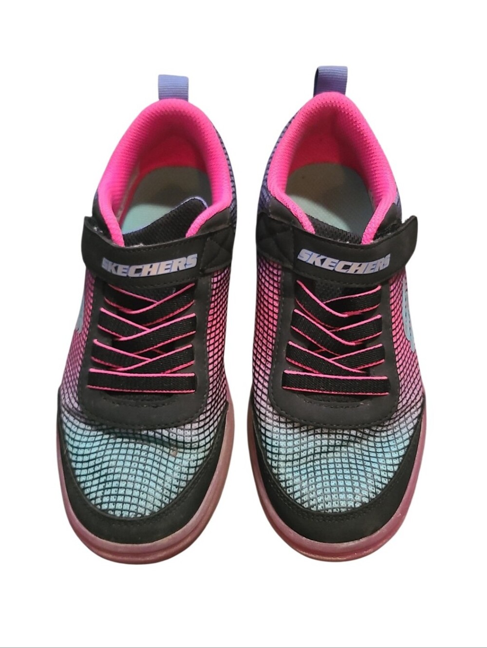 Skechers Kids Black, Pink & Light Blue Light-Up Sneakers